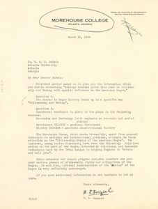 Letter from Morehouse College to W. E. B. Du Bois