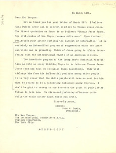 Letter from John W. Davis to Max Yergan