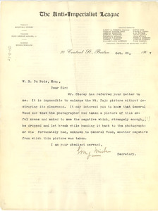 Letter from the Anti-Imperialist League to W. E. B. Du Bois