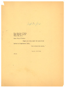 Letter from W. E. B. Du Bois to Marilyn O'Toole