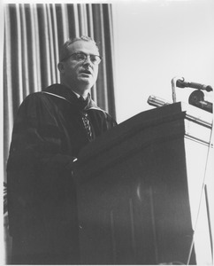 President John W. Lederle speaking at the Centennial Honors Day convocation