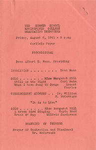 Springfield College Commencement Program (Summer 1941)