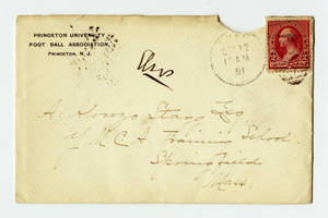Envelope for a letter to Amos Alonzo Stagg from the Princeton University Football Association dated September 11, 1891