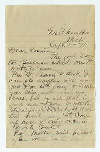 Letter to Amos Alonzo Stagg from the Williston Seminary dated September 17, 1891