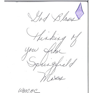 Card from a woman at the Western Massachusetts Correctional Alcohol Center