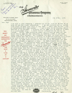 Letter from William Chase to Raymond Kaighn (January 14, 1941)