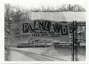 Sign for Playland playground at Boston Common