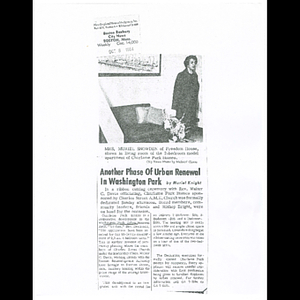 Photocopy of Boston-Roxbury City News article, Another phase of urban renewal in Washington Park