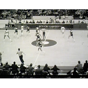 Northeastern men's basketball team playing Boston University