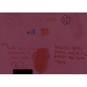 Card to Boston from Crystal Cathedral Sunday School (Garden Grove, California)