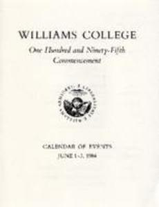 Williams College Commencement Calendar, 1984