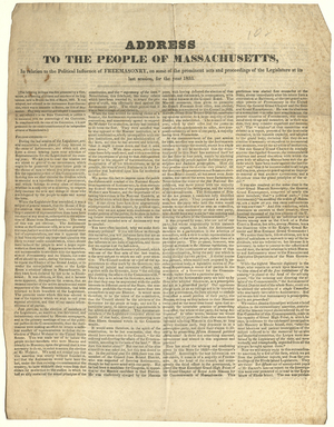 Address to the people of Massachusetts, in relationship to the political influence of Freemasonry