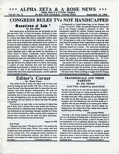 Alpha Zeta & A Rose News Vol. 4 No. 10 (January 15, 1988)