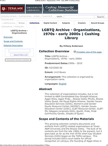 LGBTQ Archive - Organizations, 1970s - early 2000s