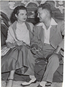 Charlotte McLeod on Couch with Her Father, Charles McLeod