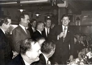 John Joseph Moakley and Edward M. "Ted" Kennedy at Saint Patrick's Day Luncheon in South Boston, Mass., 1960s