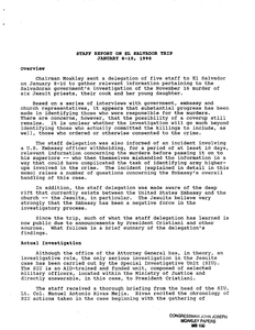 "Staff Report on El Salvador Trip," 8-10 January 1990