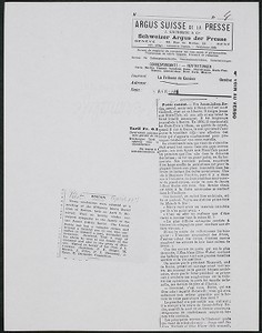 James Jeffrey Roche newspaper clippings, Pilot and Argus suisse de la Presse, April 1908