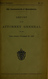 Report of the attorney general for the year ending November 30, 1925