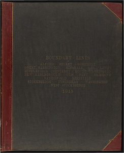 Atlas of the boundaries of the town of Alford, Becket, Egremeont, Great Barrington, Hinsdale, Lee, Lenox, Monterey, Mount Washington, New Marlborough, Otis, Peru, Richmond, Sandisfield, Sheffield, Stockbridge, Tyringham, Washington, West Stockbridge, Berkshire County, and Middlefield, Hampshire County