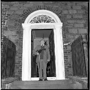 Paddy Brennan, traditional musician (fiddler), from Downpatrick, taken 19th October at his house, English St., (deceased), alone and with his wife