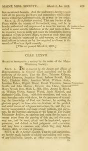 1808 Chap. 0077. An Act To Incorporate A Society By The Name Of The Maine Missionary Society.