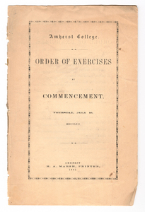 Amherst College Commencement program, 1862 July 10