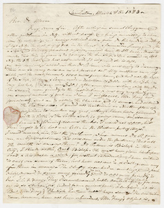 Cyrus Pitt Grosvenor letter to Zephaniah Swift Moore, 1823 March 25