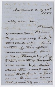 Edward Hitchcock letter to Edward Hitchcock, Jr., 1851 June 23