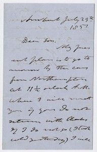 Edward Hitchcock letter to Edward Hitchcock, Jr., 1851 July 29