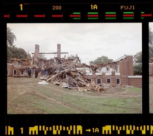 Photographs of the demolition of Milliken Dormitory, 2002 October