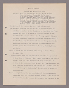 Amherst College faculty meeting minutes 1916/1917