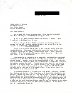 Letter to Judge W. Arthur Garrity, 1974 October 4