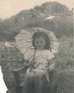 Kathleen with parasol and her own chair