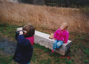 My daughters birdwatching at Daniel Webster Sanctuary