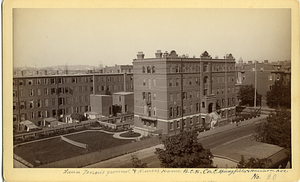 View showing south side of Springfield Street with Nurses Home on right and lawn tennis court on left