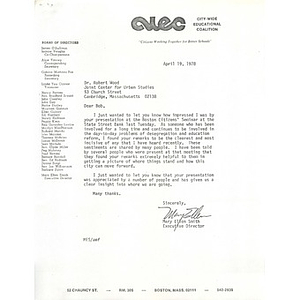 Letter, Dr. Robert Wood, April 19, 1978.