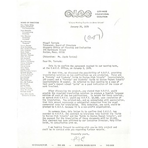 Letter, Miguel Torrado, January 25, 1975.