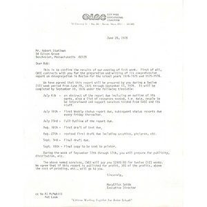 Letter, Robert Stuhlman, June 28, 1976.