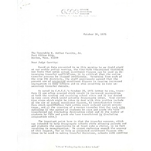 Letter from Mary Ellen Smith to Judge W. Arthur Garrity, October 24, 1975.