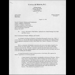 Letter from Apolo J. Cátala to Daniel F. Pokaski, Joseph I. Milligan, and Michael J. Connolly.