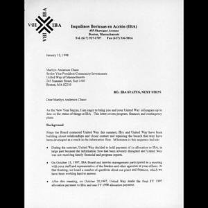 Letter to Marilyn Anderson Chase from Jolanda Tubens and Reyes Rodríguez.