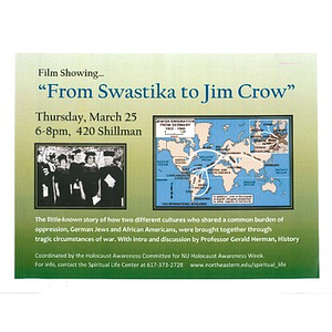 "From Swastika to Jim Crow" Film flyer, 2010.