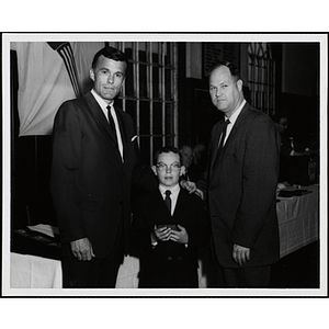 Donald M. DeHart, at right, posing with an award recipient and an unidentified man at a Boys' Club Recognition Dinner