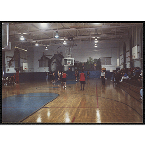 A player completes a free throw during a basketball game