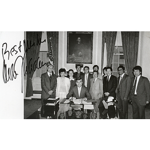 Members of the Chinese Progressive Association with Michael Dukakis