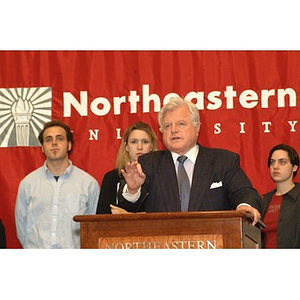 Senator Kennedy speaks at press conference on student financial aid cuts