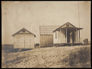 Office buildings at the mouth of the Cape Cod Canal during construction