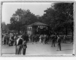 Parade crowd at Park Street Station station entrance, Boston, Mass., September 1940