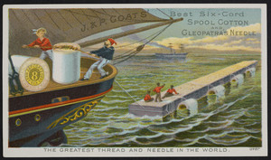 Trade cards for J. & P. Coats' Best Six-Cord Spool Cotton and Cleopatra's Needle, J. & P. Coats, location unknown, undated